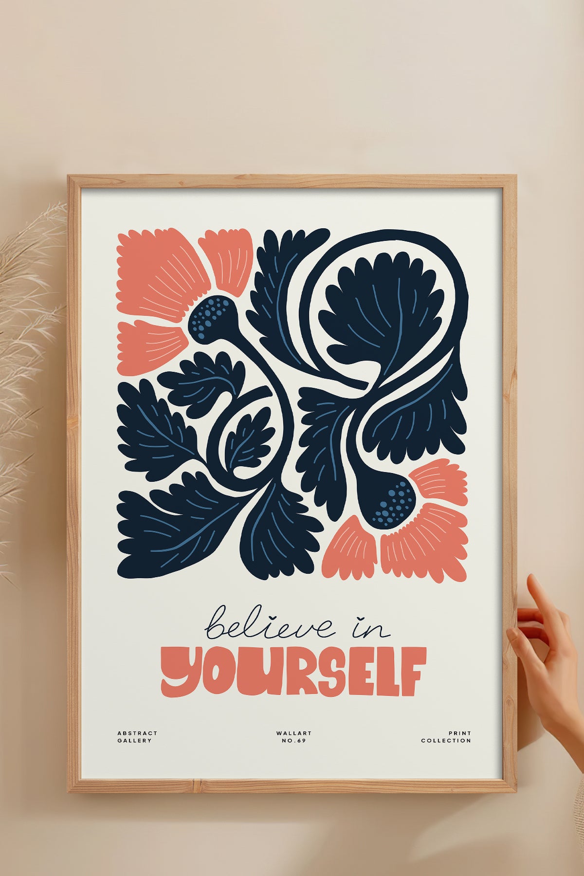 HOMEPACK Ahşap Çerçeveli Tablo Çerçeveli Poster Sanatsal Modern Duvar Dekoru FLOWER-108