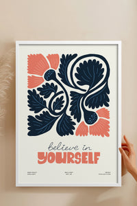 HOMEPACK Ahşap Çerçeveli Tablo Çerçeveli Poster Sanatsal Modern Duvar Dekoru FLOWER-108