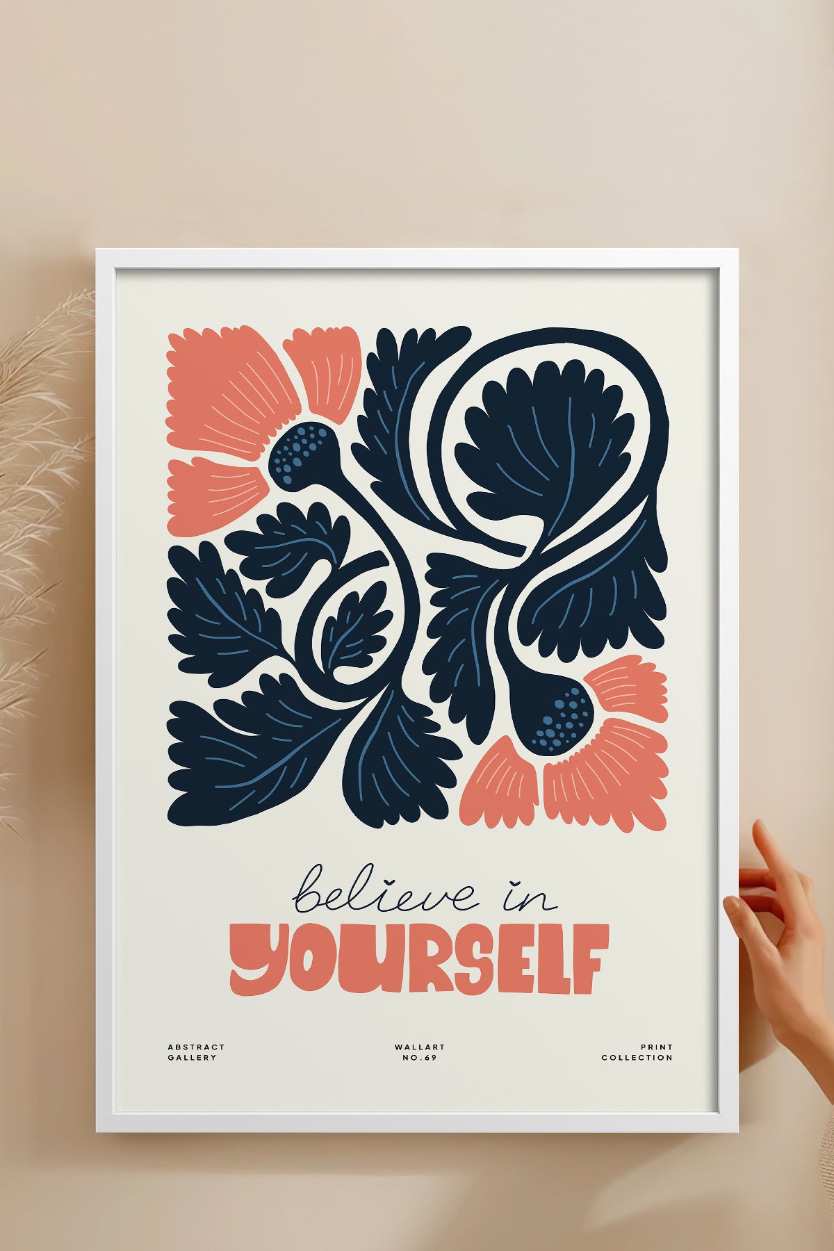 HOMEPACK Ahşap Çerçeveli Tablo Çerçeveli Poster Sanatsal Modern Duvar Dekoru FLOWER-108