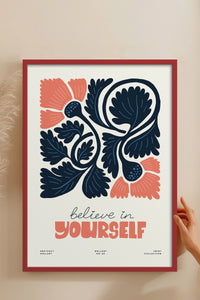 HOMEPACK Ahşap Çerçeveli Tablo Çerçeveli Poster Sanatsal Modern Duvar Dekoru FLOWER-108