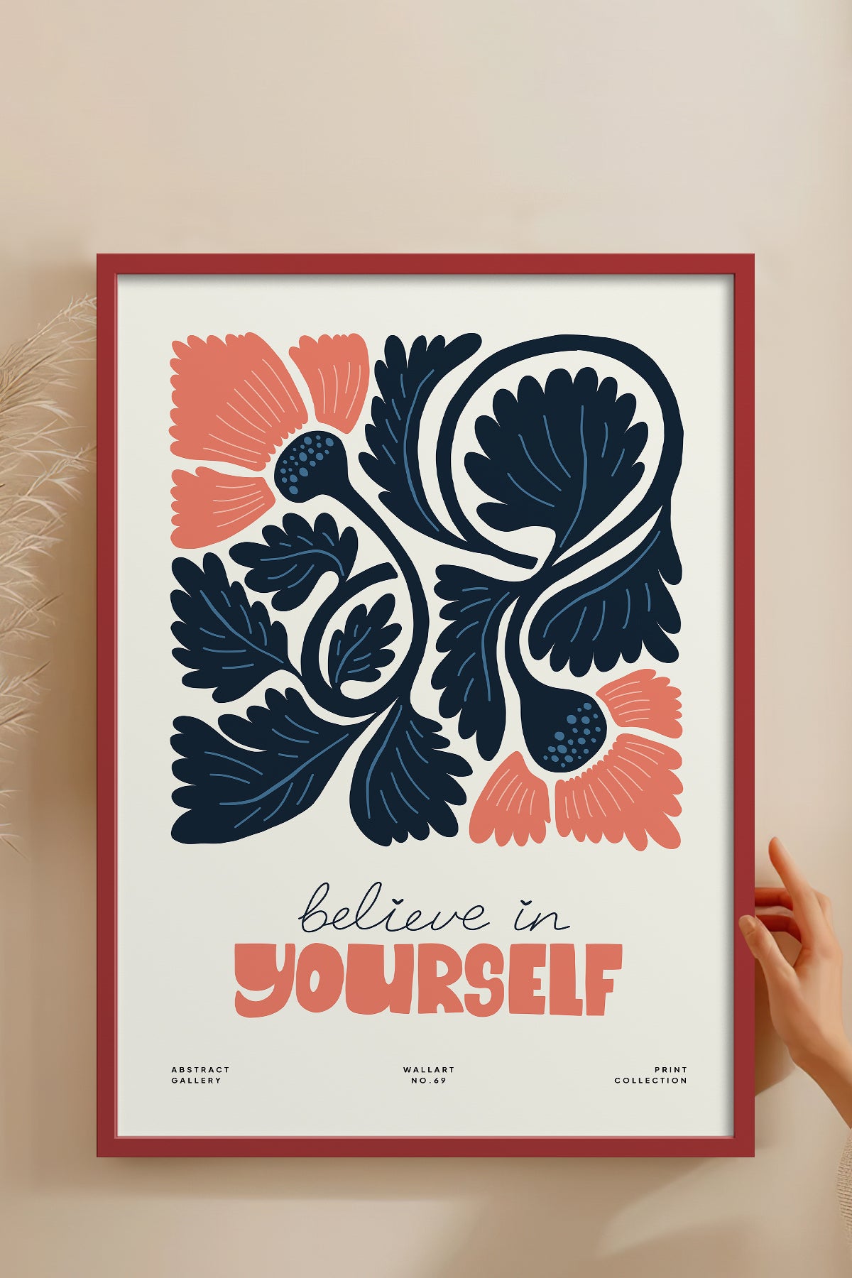 HOMEPACK Ahşap Çerçeveli Tablo Çerçeveli Poster Sanatsal Modern Duvar Dekoru FLOWER-108