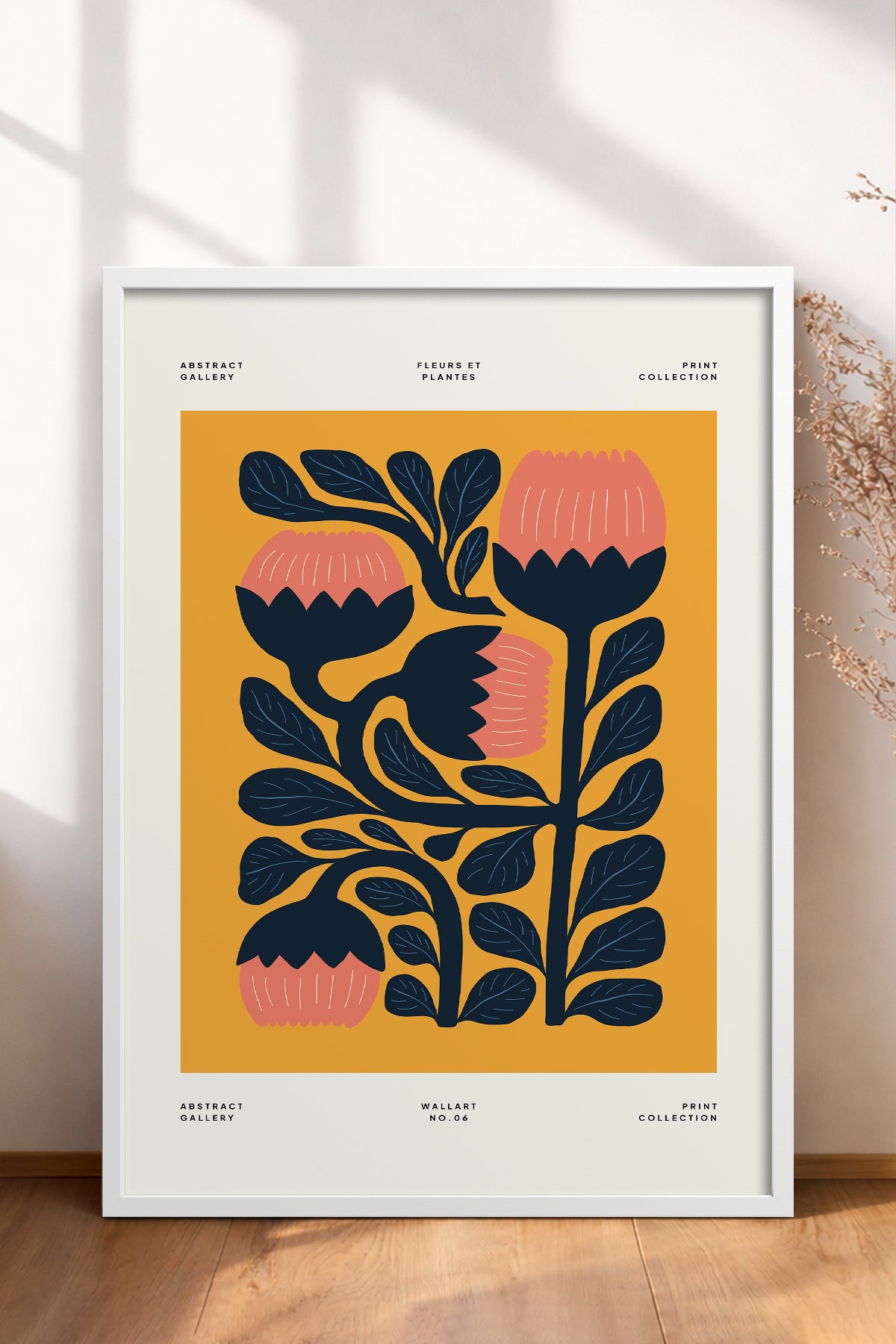 HOMEPACK Ahşap Çerçeveli Tablo Çerçeveli Poster Sanatsal Modern Duvar Dekoru FLOWER-109