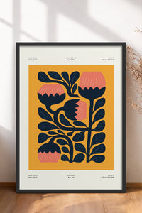 HOMEPACK Ahşap Çerçeveli Tablo Çerçeveli Poster Sanatsal Modern Duvar Dekoru FLOWER-109