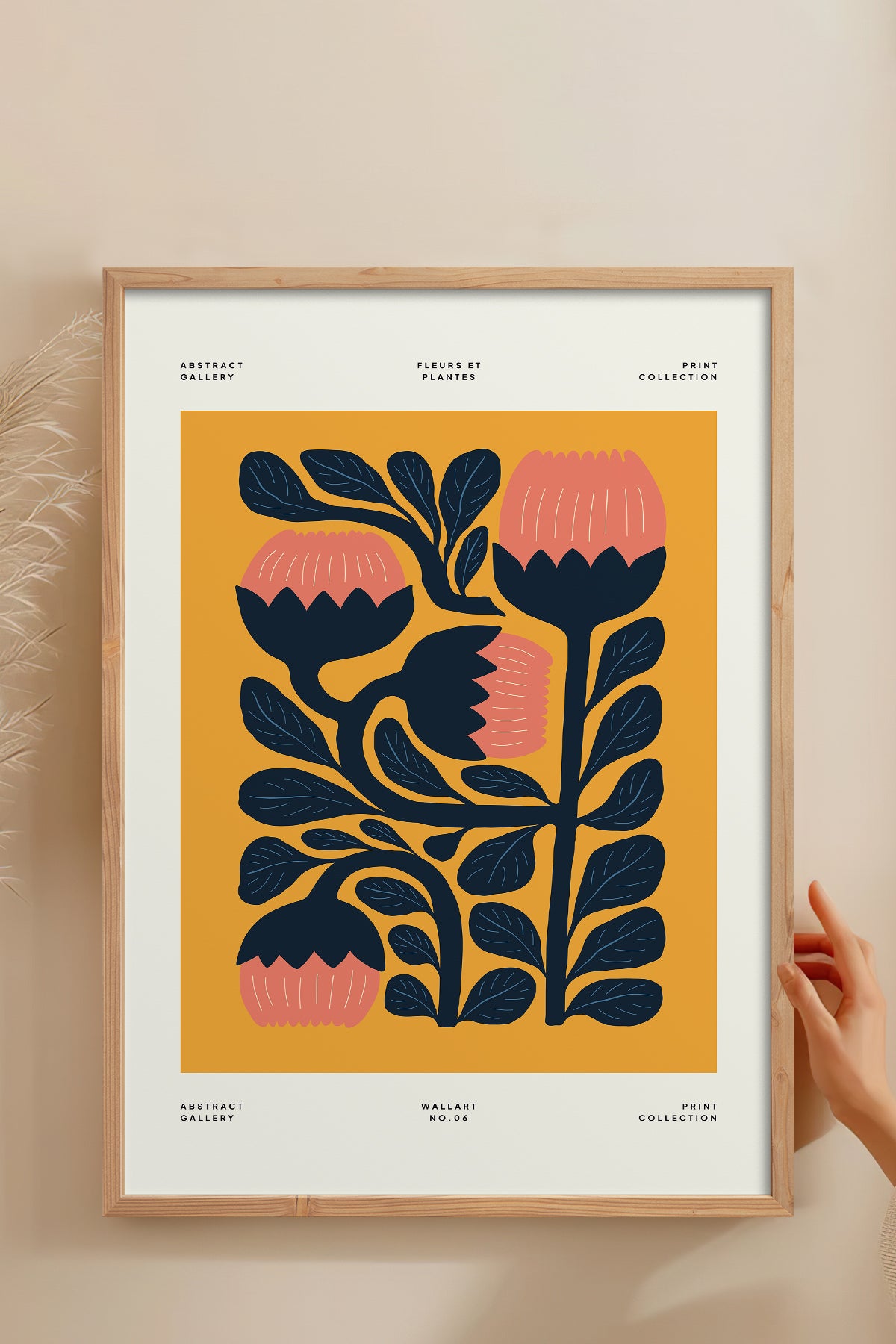 HOMEPACK Ahşap Çerçeveli Tablo Çerçeveli Poster Sanatsal Modern Duvar Dekoru FLOWER-109