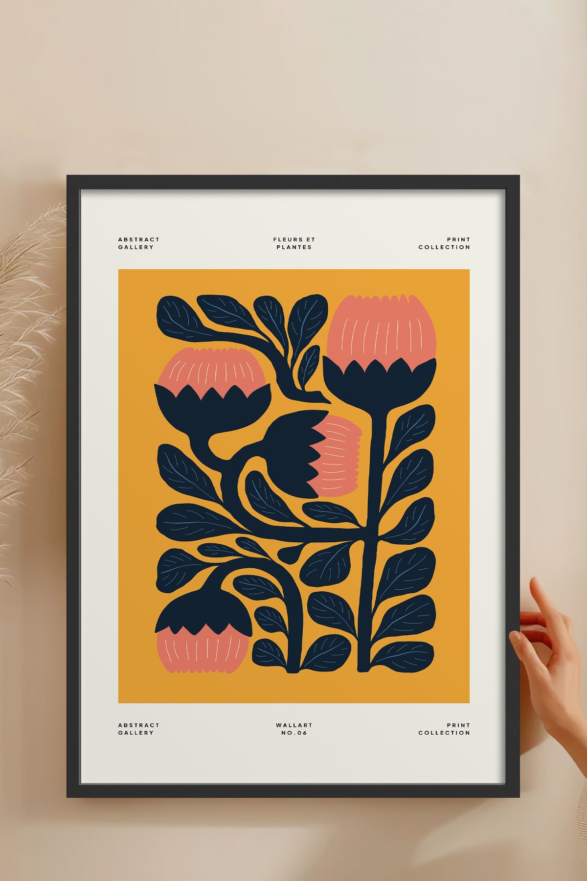 HOMEPACK Ahşap Çerçeveli Tablo Çerçeveli Poster Sanatsal Modern Duvar Dekoru FLOWER-109