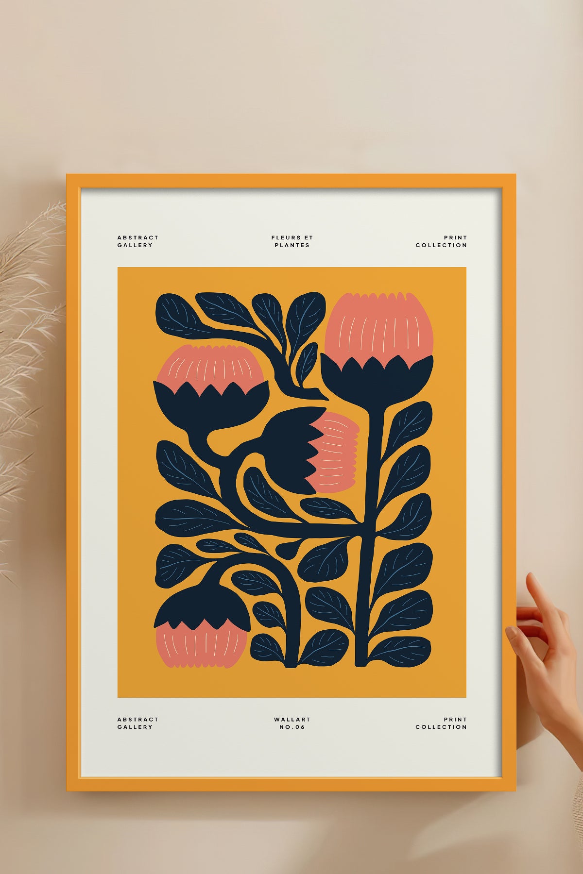 HOMEPACK Ahşap Çerçeveli Tablo Çerçeveli Poster Sanatsal Modern Duvar Dekoru FLOWER-109