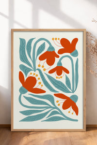 HOMEPACK Ahşap Çerçeveli Tablo Çerçeveli Poster Sanatsal Modern Duvar Dekoru FLOWER-111