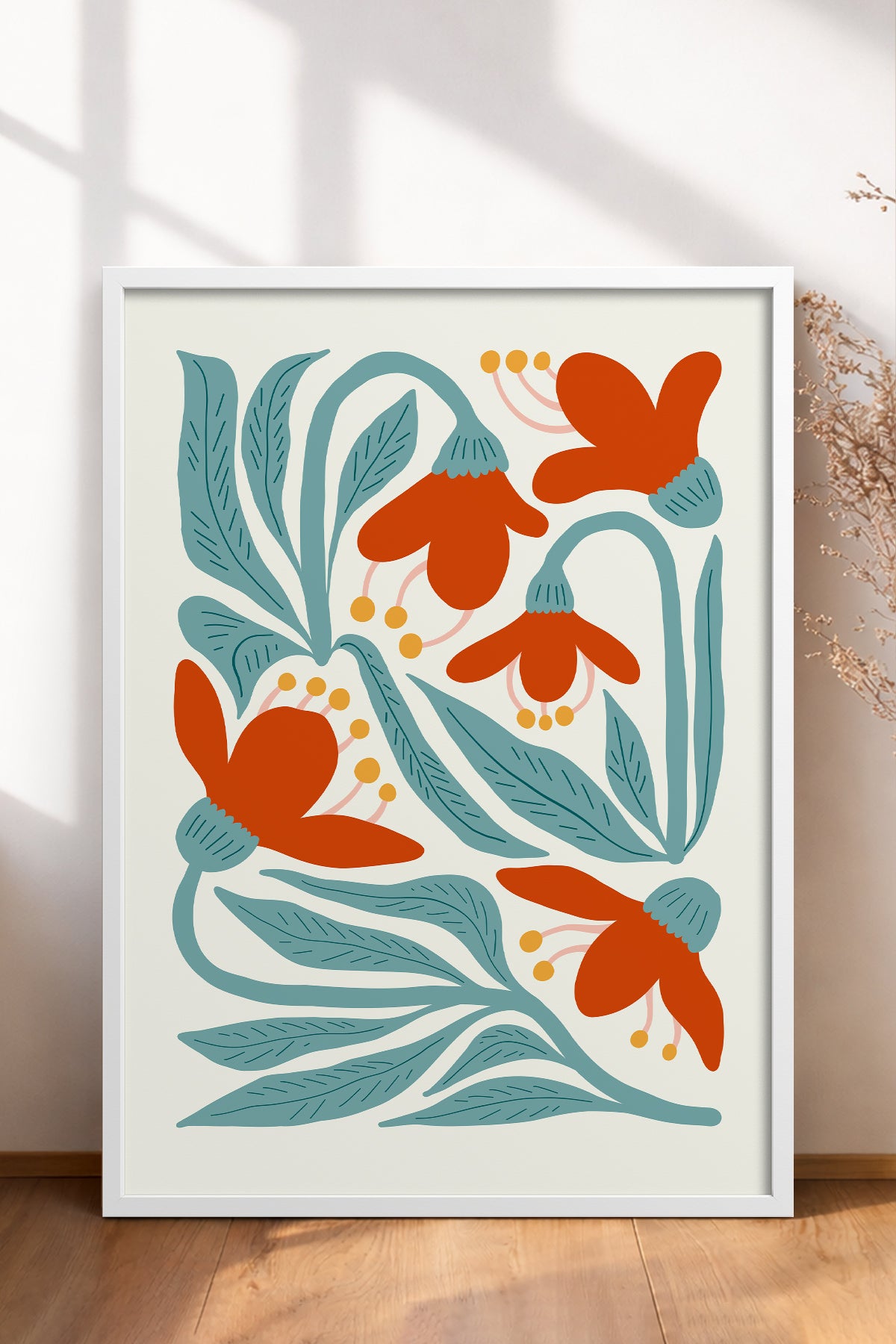 HOMEPACK Ahşap Çerçeveli Tablo Çerçeveli Poster Sanatsal Modern Duvar Dekoru FLOWER-111