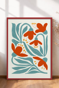 HOMEPACK Ahşap Çerçeveli Tablo Çerçeveli Poster Sanatsal Modern Duvar Dekoru FLOWER-111