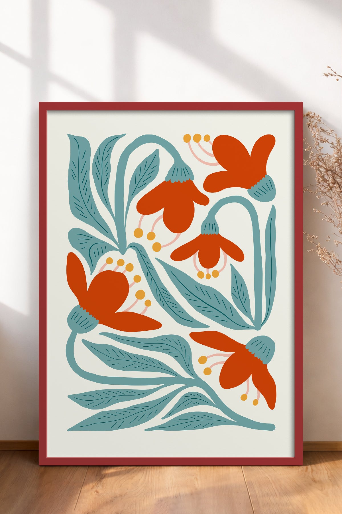 HOMEPACK Ahşap Çerçeveli Tablo Çerçeveli Poster Sanatsal Modern Duvar Dekoru FLOWER-111