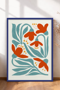 HOMEPACK Ahşap Çerçeveli Tablo Çerçeveli Poster Sanatsal Modern Duvar Dekoru FLOWER-111