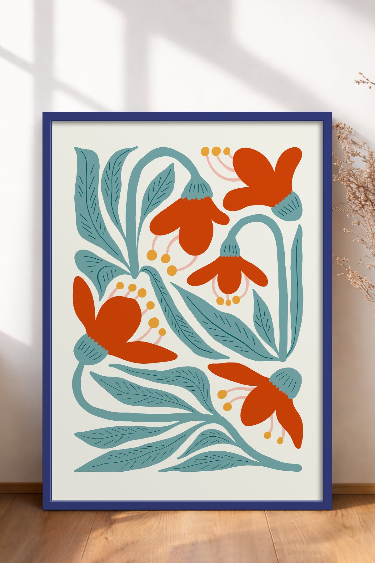 HOMEPACK Ahşap Çerçeveli Tablo Çerçeveli Poster Sanatsal Modern Duvar Dekoru FLOWER-111