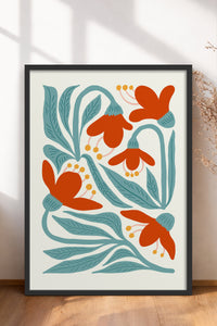 HOMEPACK Ahşap Çerçeveli Tablo Çerçeveli Poster Sanatsal Modern Duvar Dekoru FLOWER-111