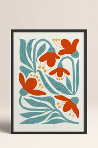 HOMEPACK Ahşap Çerçeveli Tablo Çerçeveli Poster Sanatsal Modern Duvar Dekoru FLOWER-111