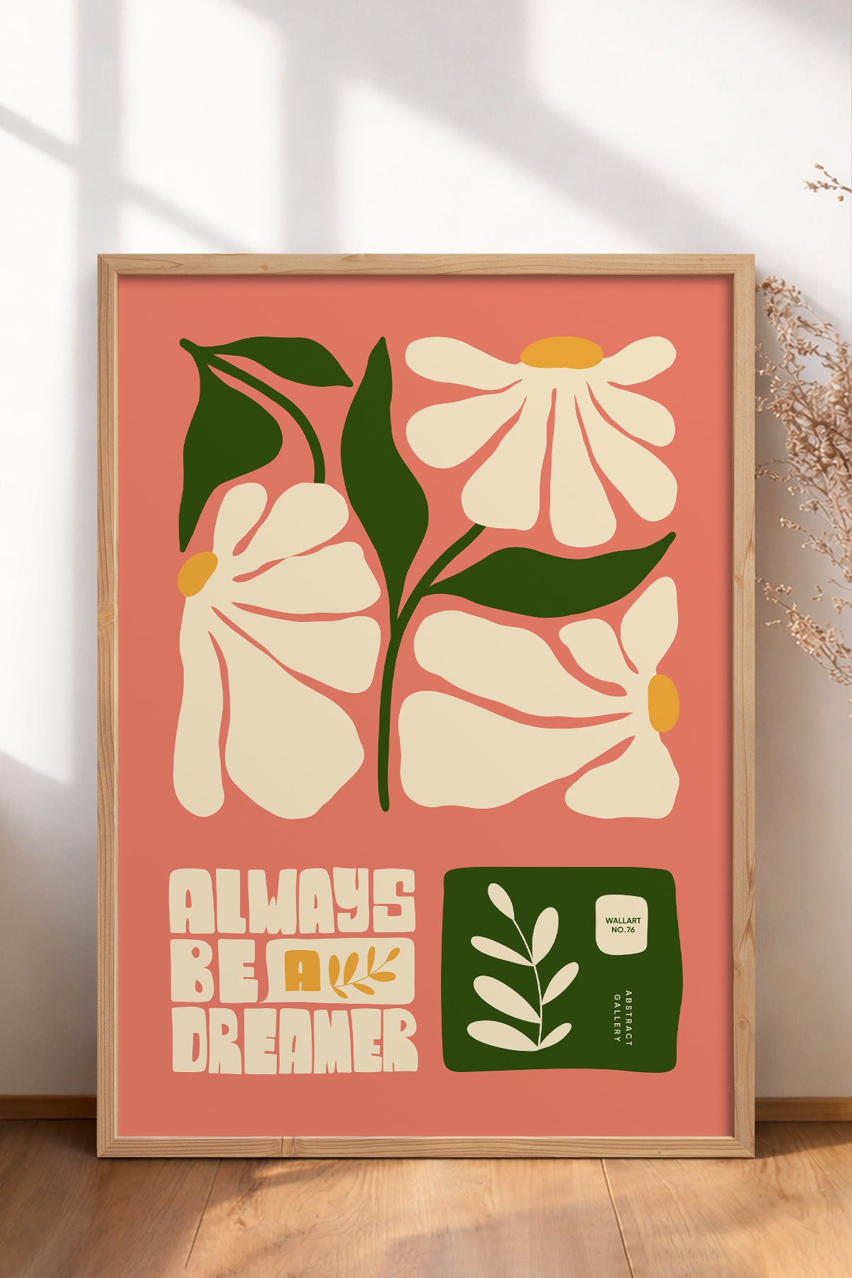 HOMEPACK Ahşap Çerçeveli Tablo Çerçeveli Poster Sanatsal Modern Duvar Dekoru FLOWER-113