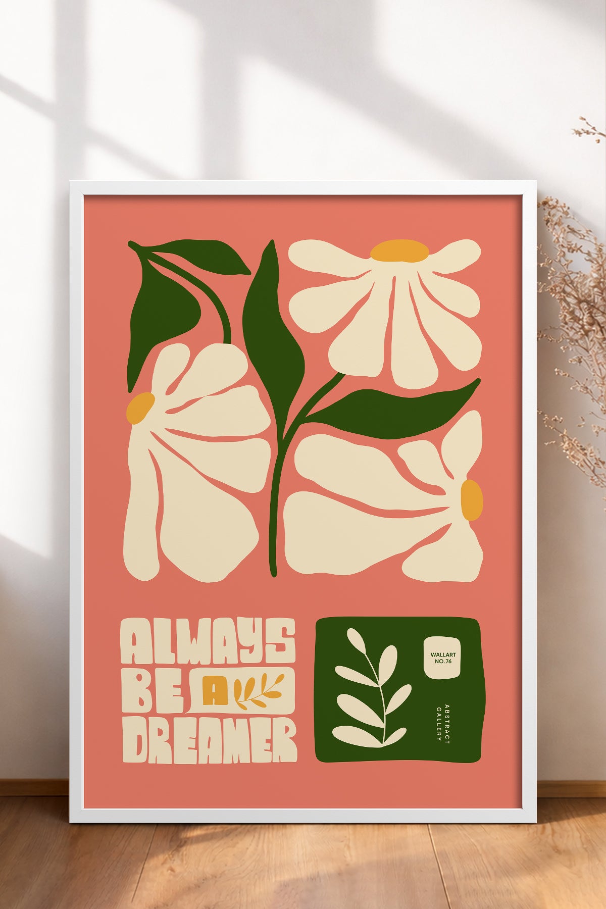 HOMEPACK Ahşap Çerçeveli Tablo Çerçeveli Poster Sanatsal Modern Duvar Dekoru FLOWER-113