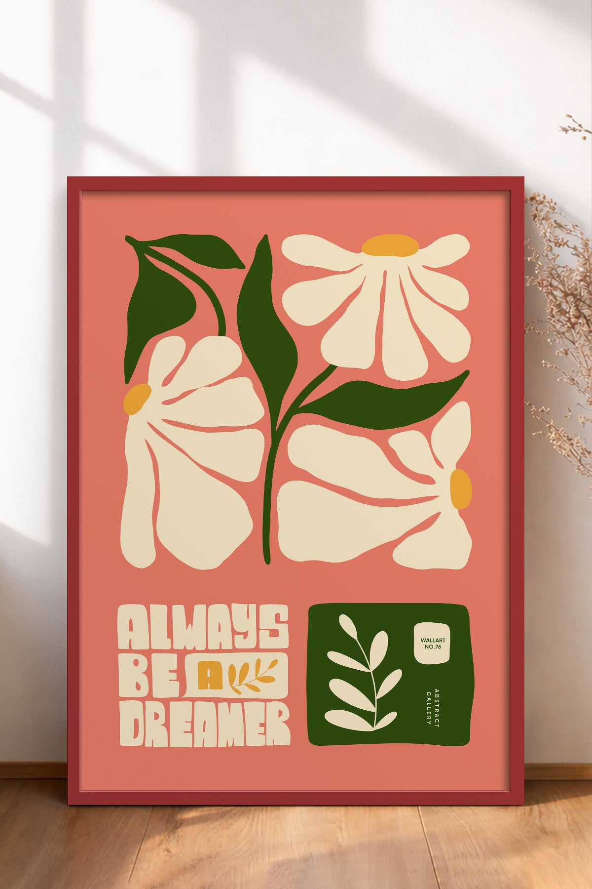 HOMEPACK Ahşap Çerçeveli Tablo Çerçeveli Poster Sanatsal Modern Duvar Dekoru FLOWER-113