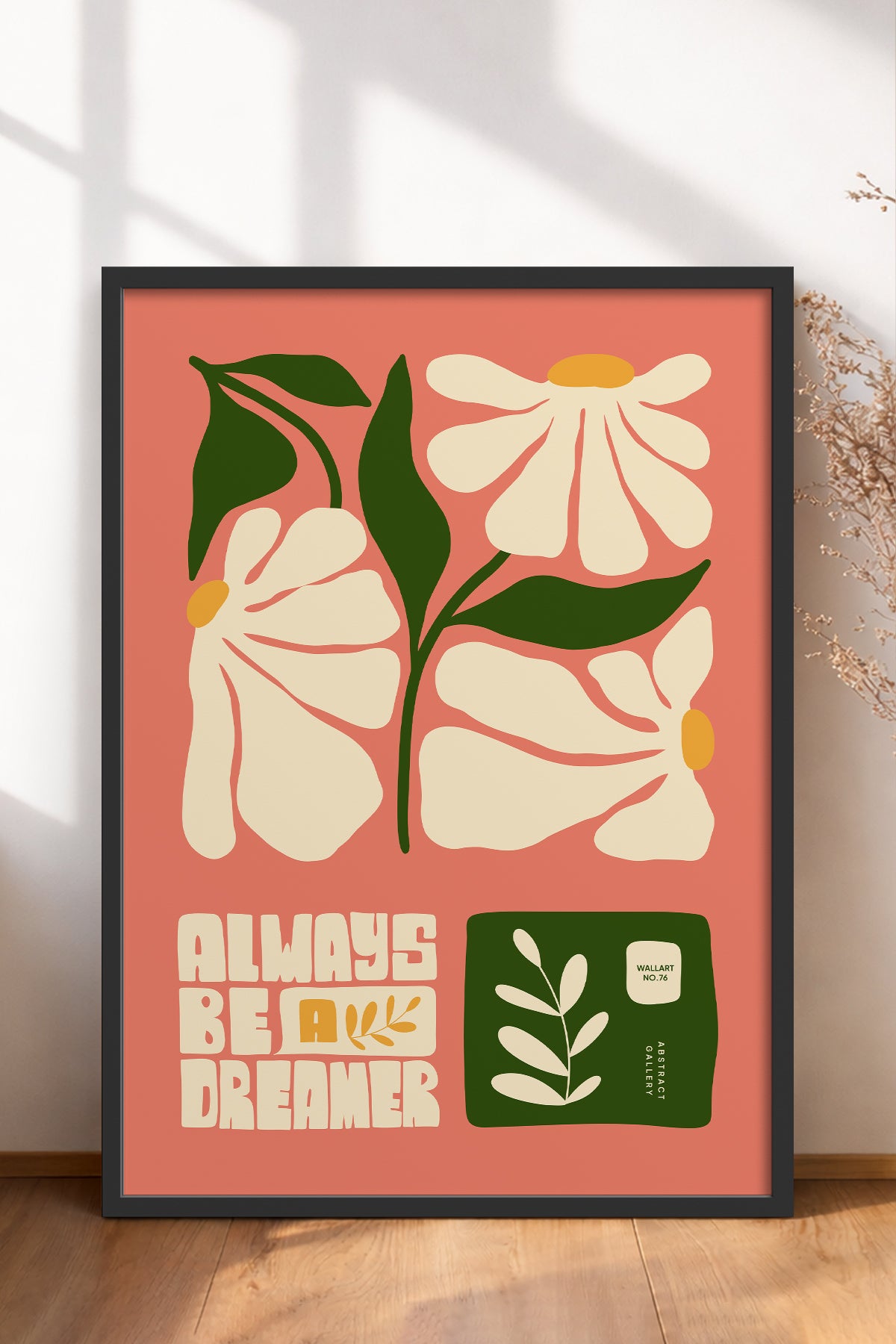 HOMEPACK Ahşap Çerçeveli Tablo Çerçeveli Poster Sanatsal Modern Duvar Dekoru FLOWER-113