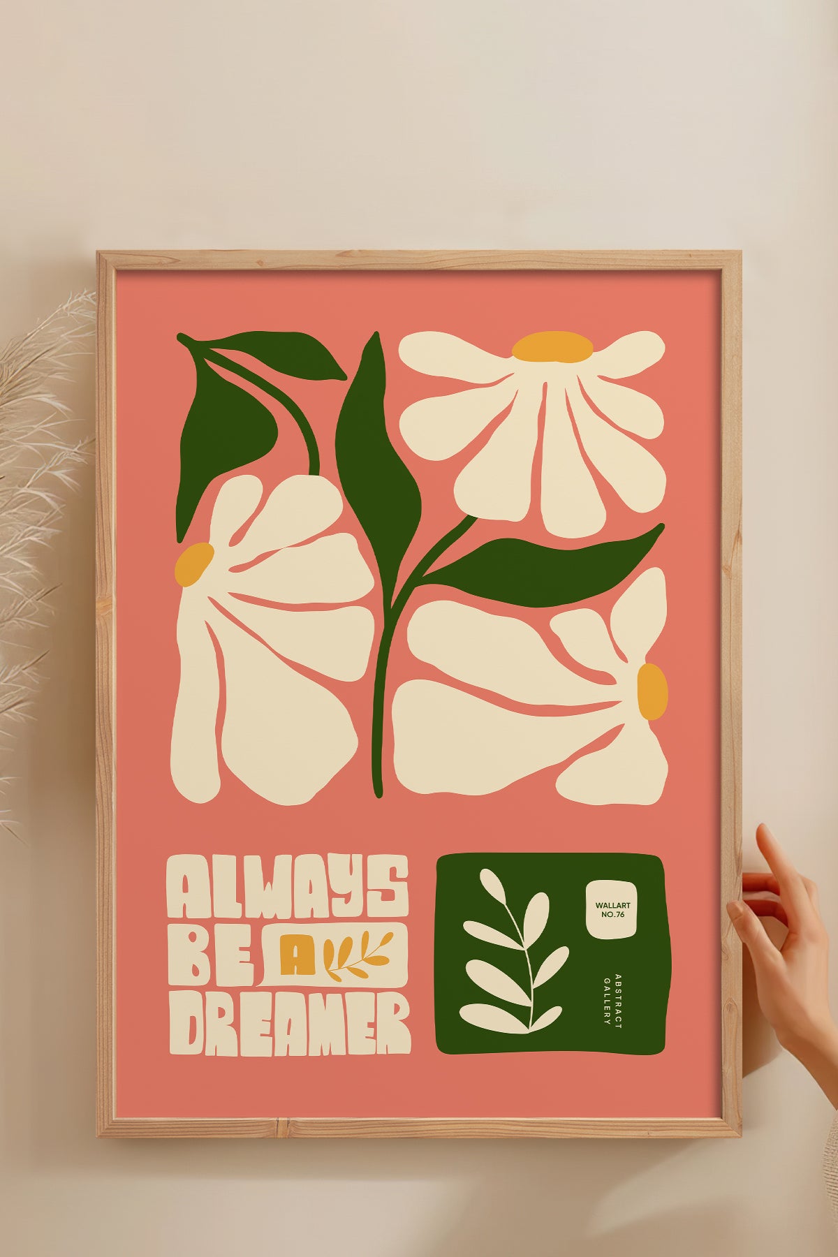 HOMEPACK Ahşap Çerçeveli Tablo Çerçeveli Poster Sanatsal Modern Duvar Dekoru FLOWER-113