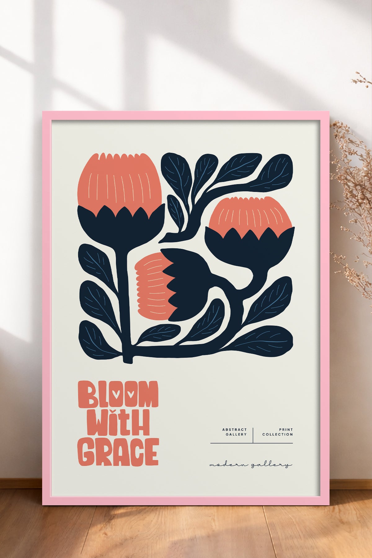 HOMEPACK Ahşap Çerçeveli Tablo Çerçeveli Poster Sanatsal Modern Duvar Dekoru FLOWER-114