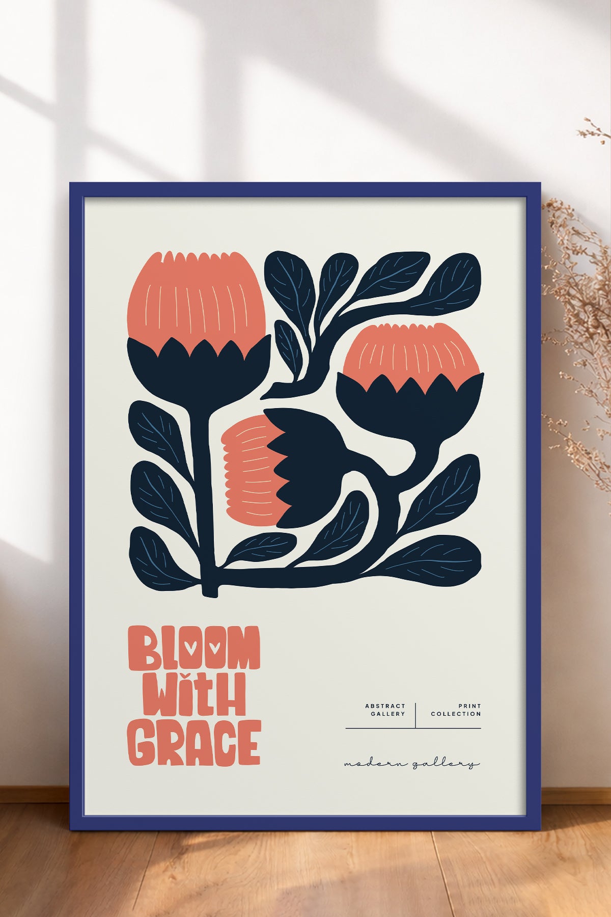 HOMEPACK Ahşap Çerçeveli Tablo Çerçeveli Poster Sanatsal Modern Duvar Dekoru FLOWER-114