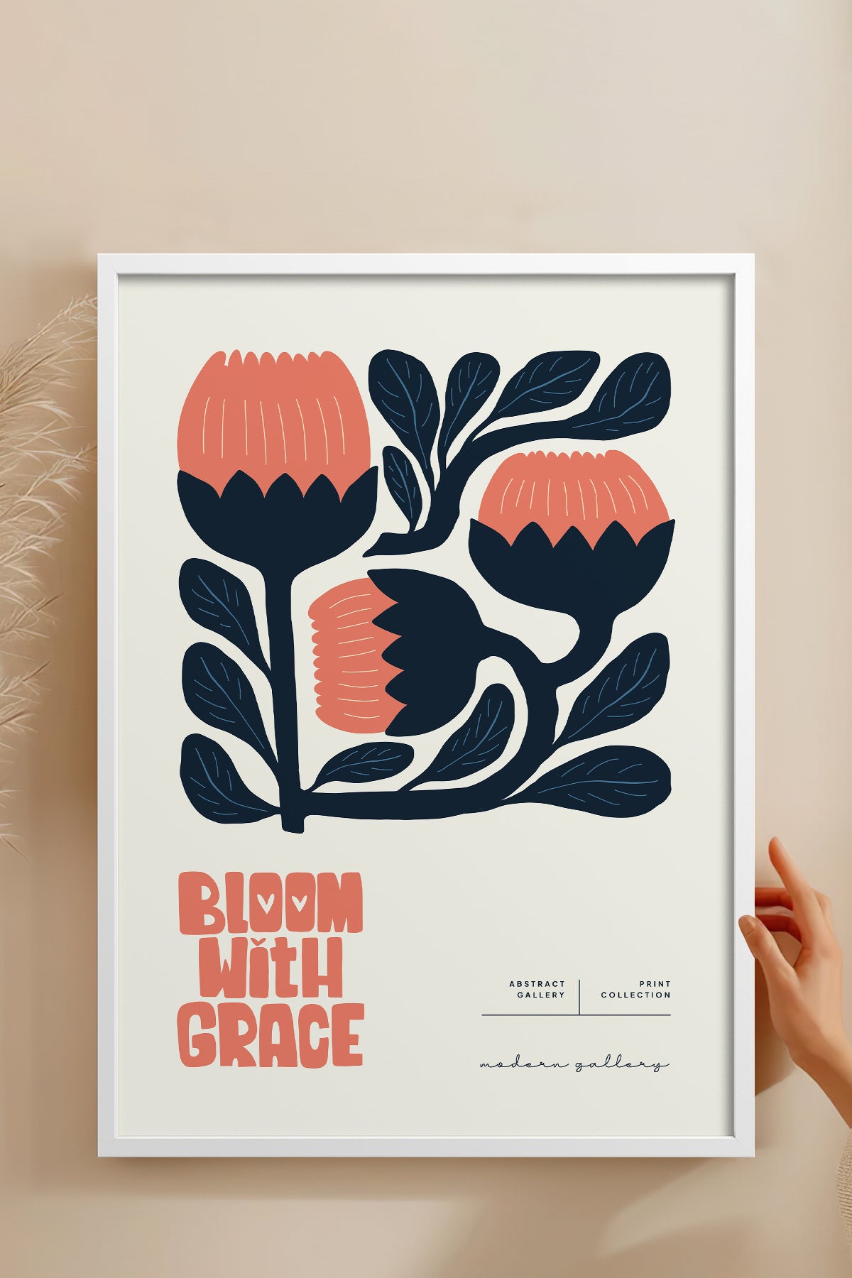 HOMEPACK Ahşap Çerçeveli Tablo Çerçeveli Poster Sanatsal Modern Duvar Dekoru FLOWER-114