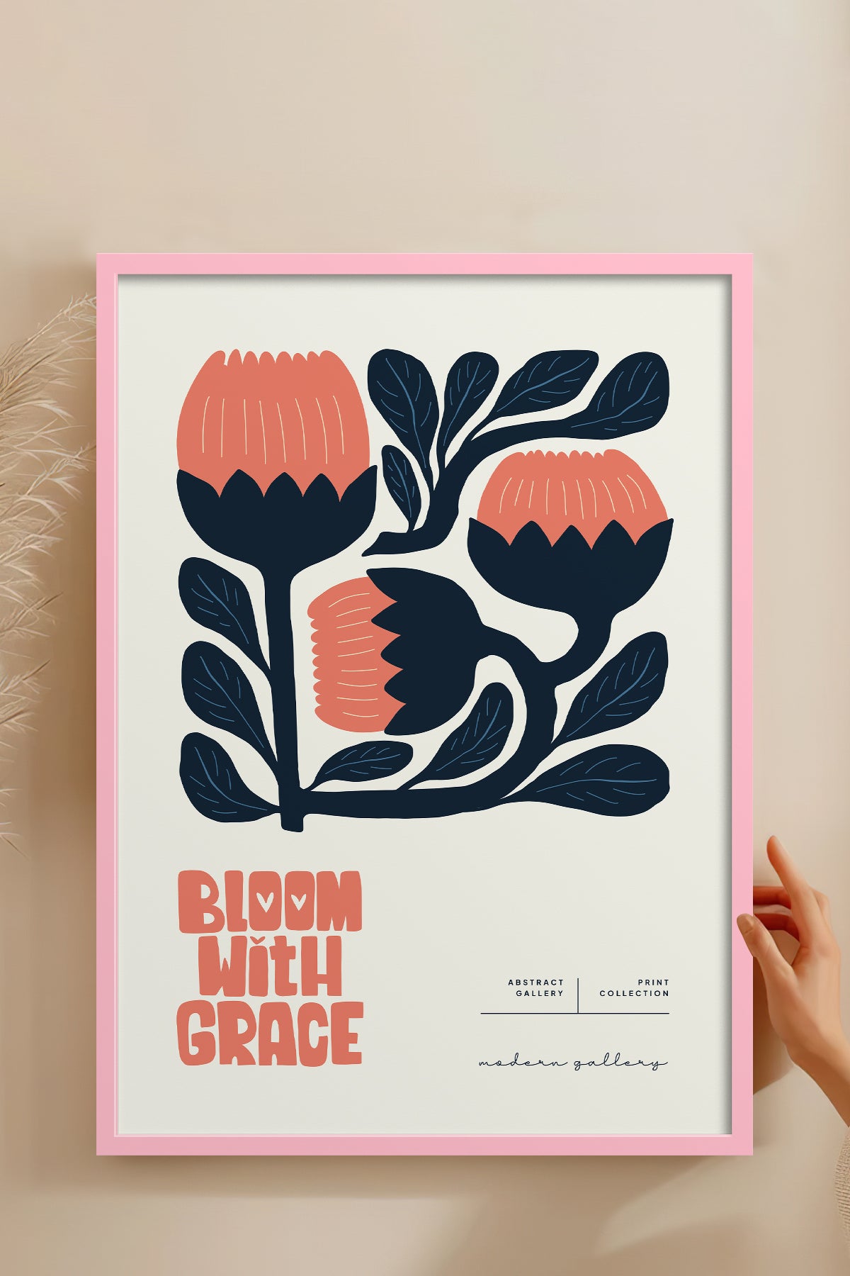 HOMEPACK Ahşap Çerçeveli Tablo Çerçeveli Poster Sanatsal Modern Duvar Dekoru FLOWER-114
