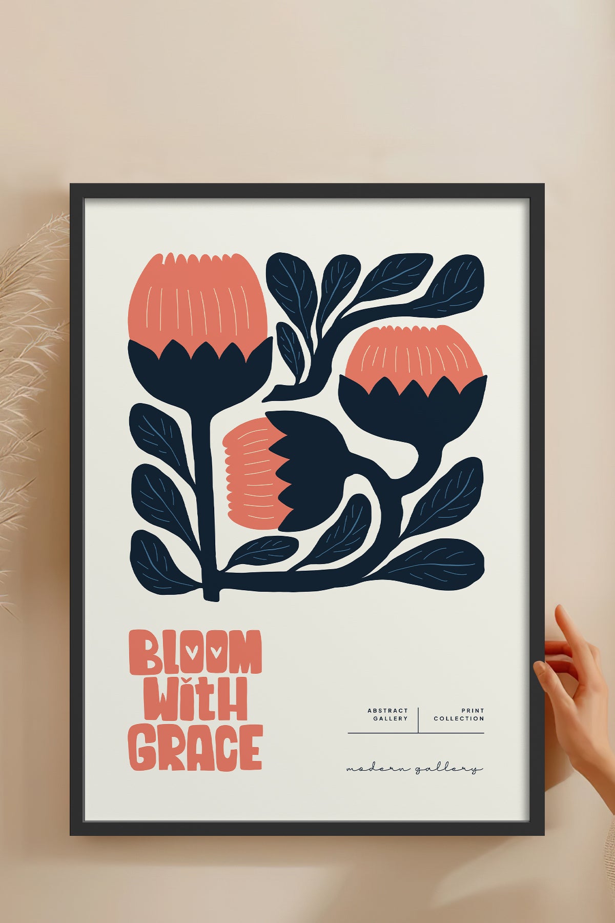 HOMEPACK Ahşap Çerçeveli Tablo Çerçeveli Poster Sanatsal Modern Duvar Dekoru FLOWER-114