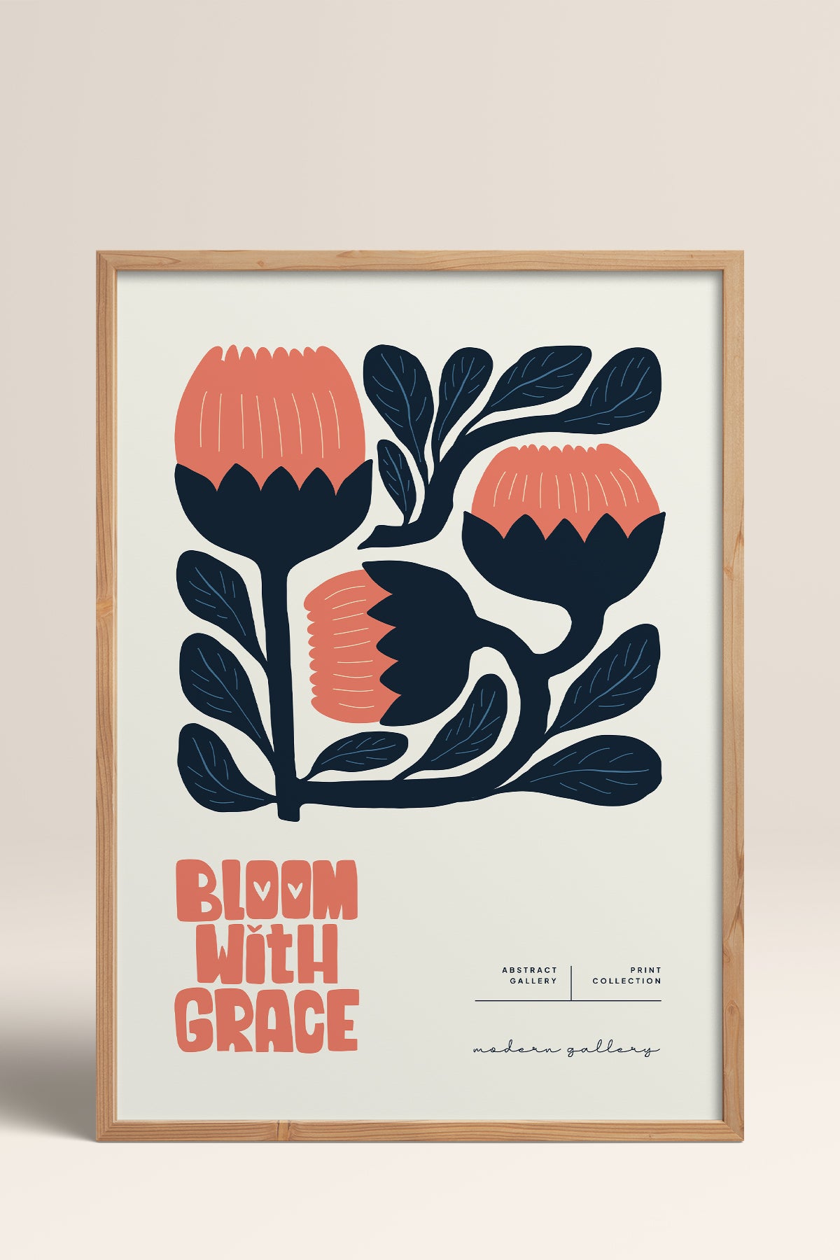 HOMEPACK Ahşap Çerçeveli Tablo Çerçeveli Poster Sanatsal Modern Duvar Dekoru FLOWER-114