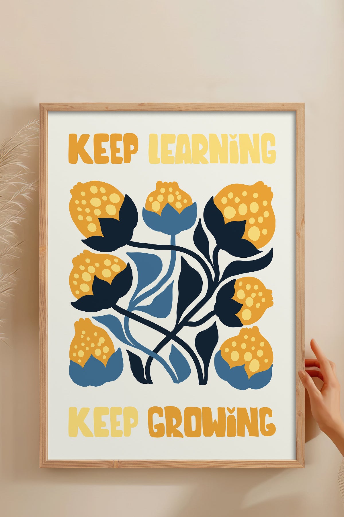 HOMEPACK Ahşap Çerçeveli Tablo Çerçeveli Poster Sanatsal Modern Duvar Dekoru FLOWER-115