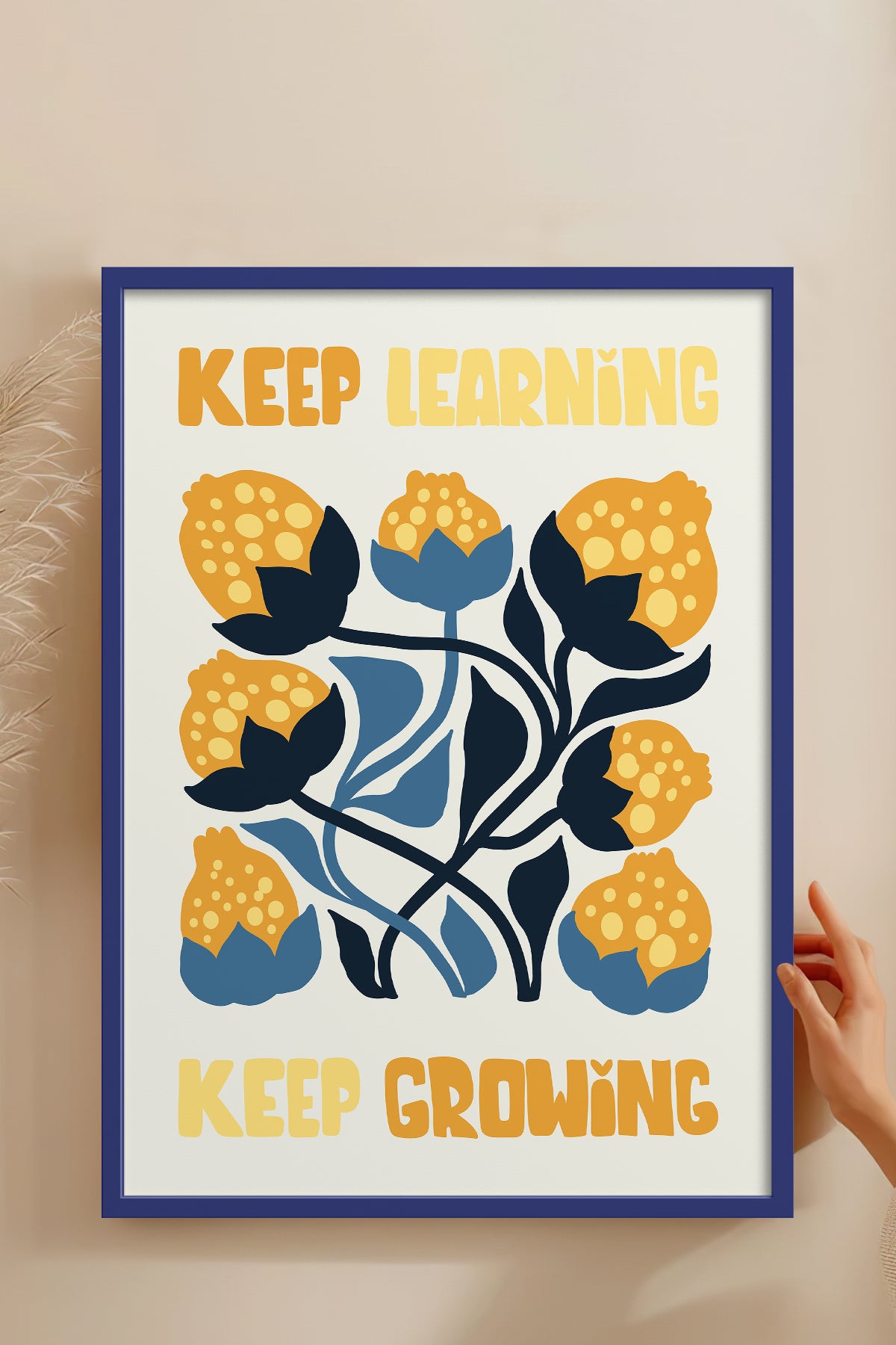 HOMEPACK Ahşap Çerçeveli Tablo Çerçeveli Poster Sanatsal Modern Duvar Dekoru FLOWER-115