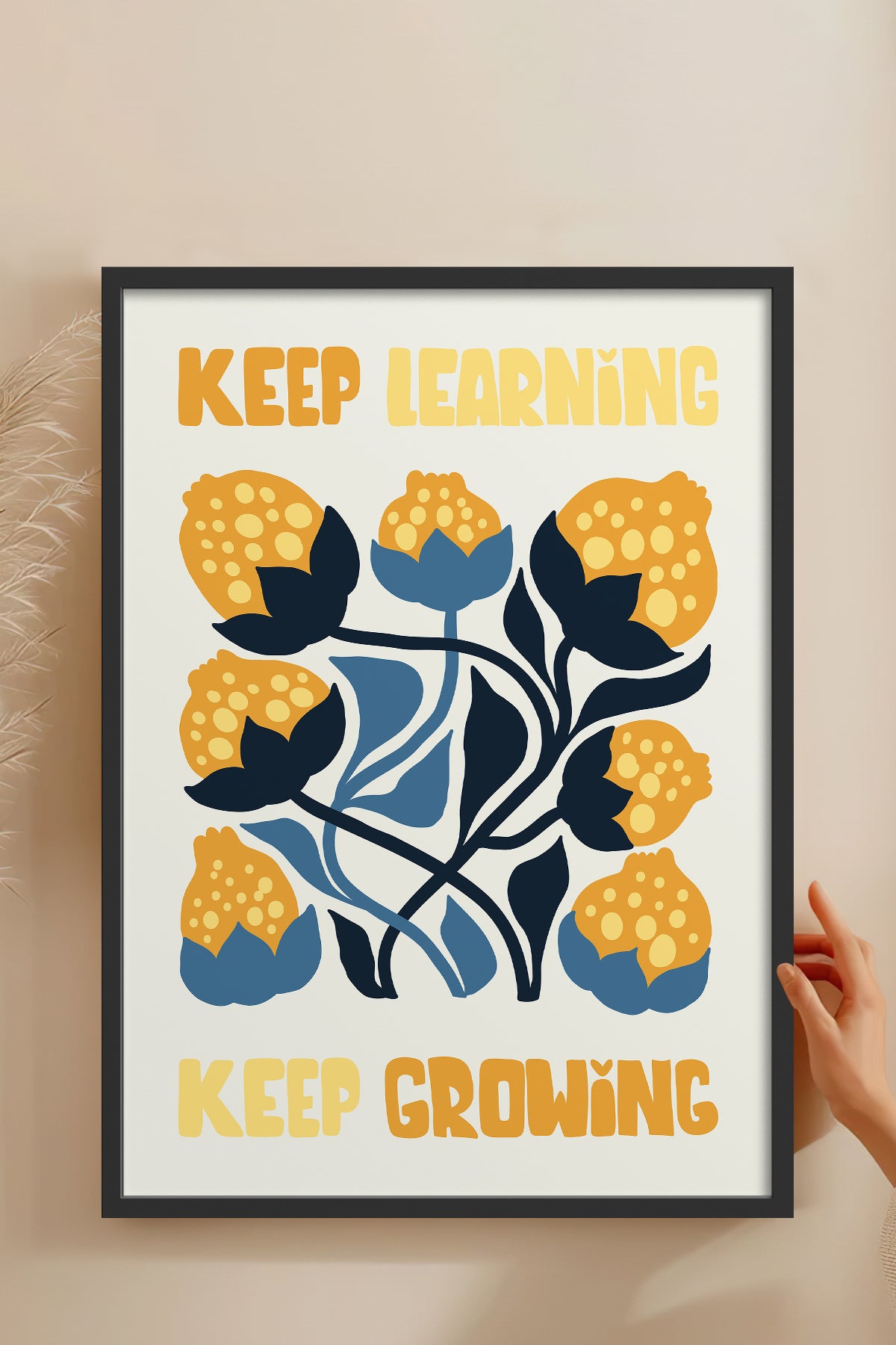 HOMEPACK Ahşap Çerçeveli Tablo Çerçeveli Poster Sanatsal Modern Duvar Dekoru FLOWER-115