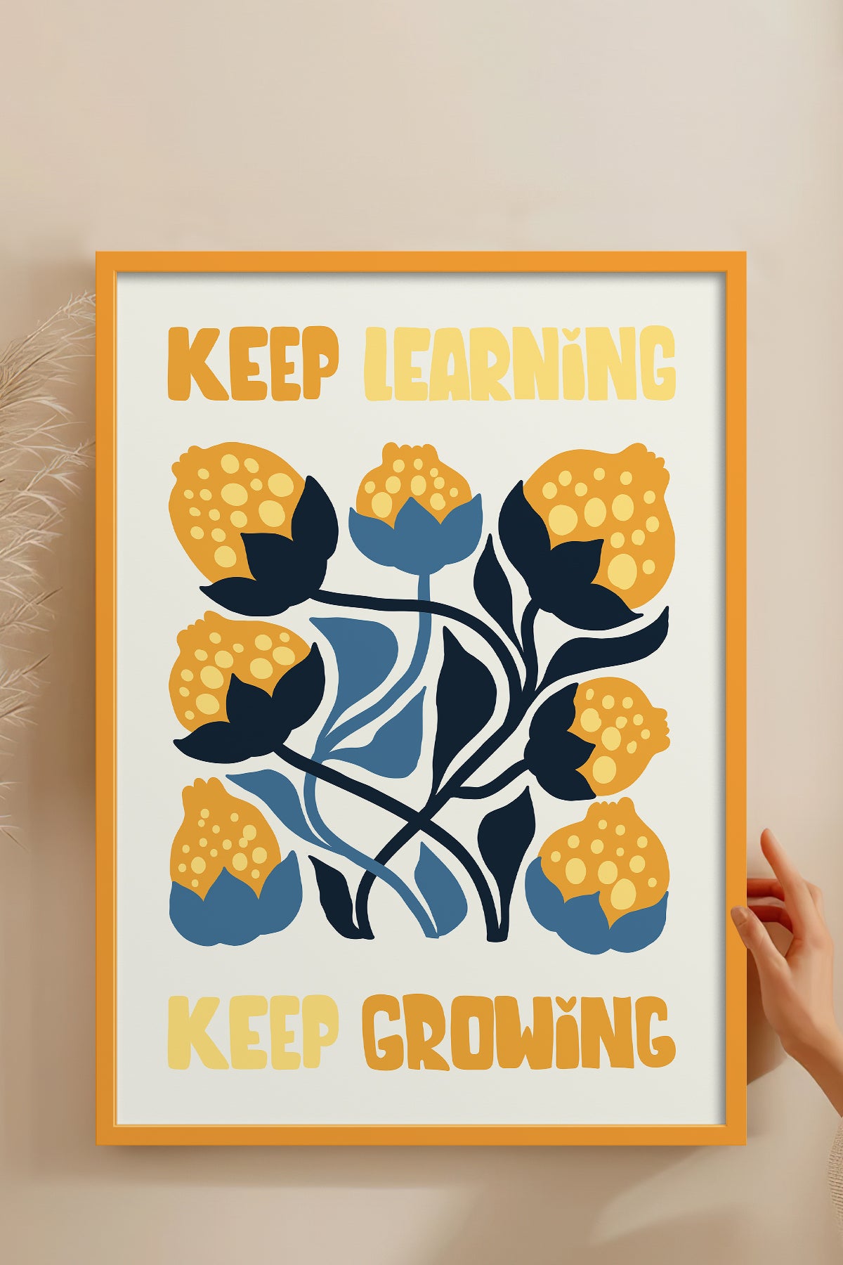 HOMEPACK Ahşap Çerçeveli Tablo Çerçeveli Poster Sanatsal Modern Duvar Dekoru FLOWER-115