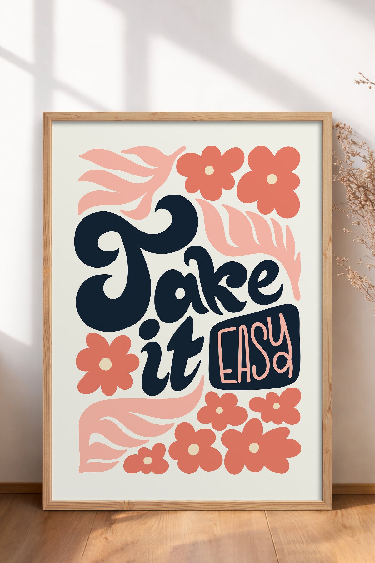 HOMEPACK Ahşap Çerçeveli Tablo Çerçeveli Poster Sanatsal Modern Duvar Dekoru FLOWER-116
