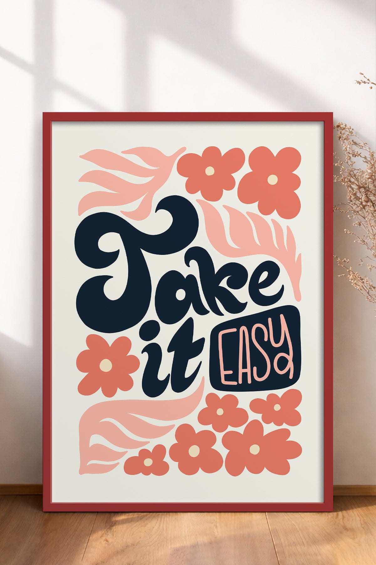 HOMEPACK Ahşap Çerçeveli Tablo Çerçeveli Poster Sanatsal Modern Duvar Dekoru FLOWER-116