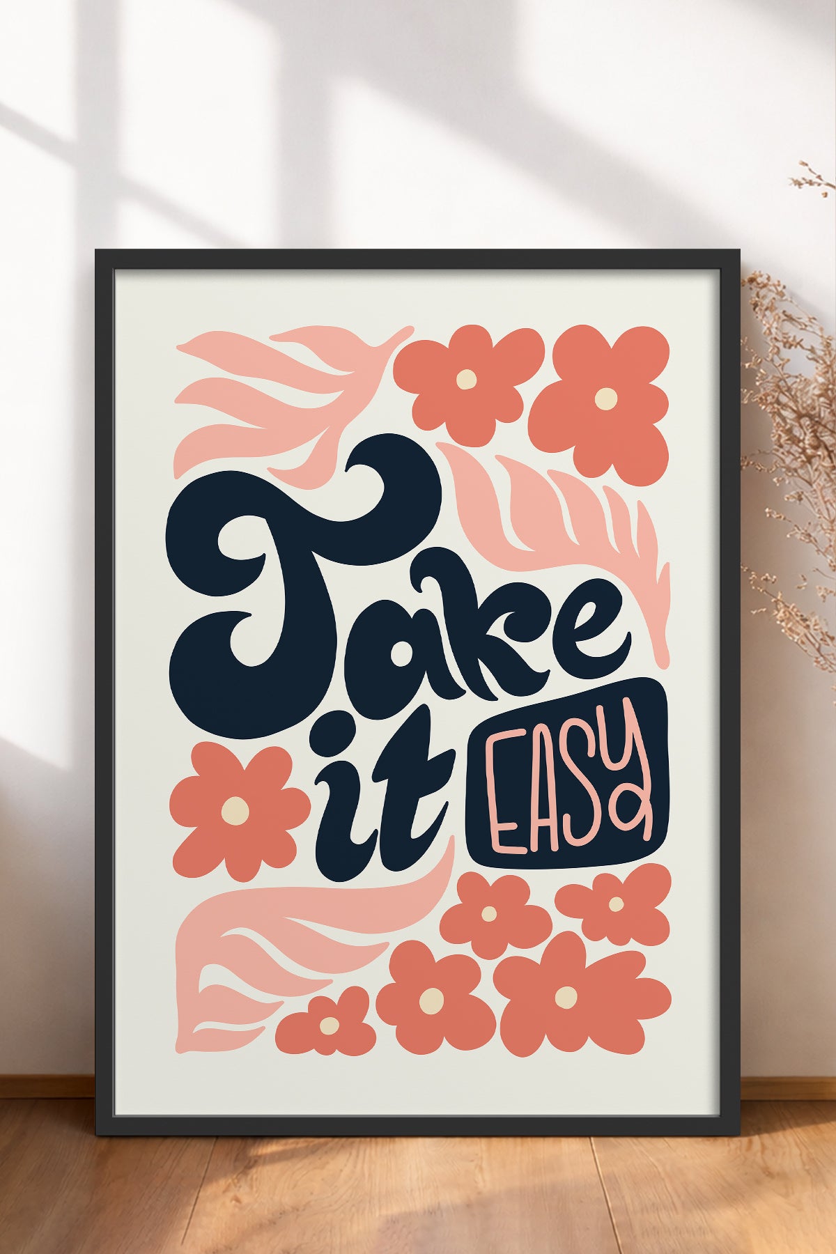 HOMEPACK Ahşap Çerçeveli Tablo Çerçeveli Poster Sanatsal Modern Duvar Dekoru FLOWER-116