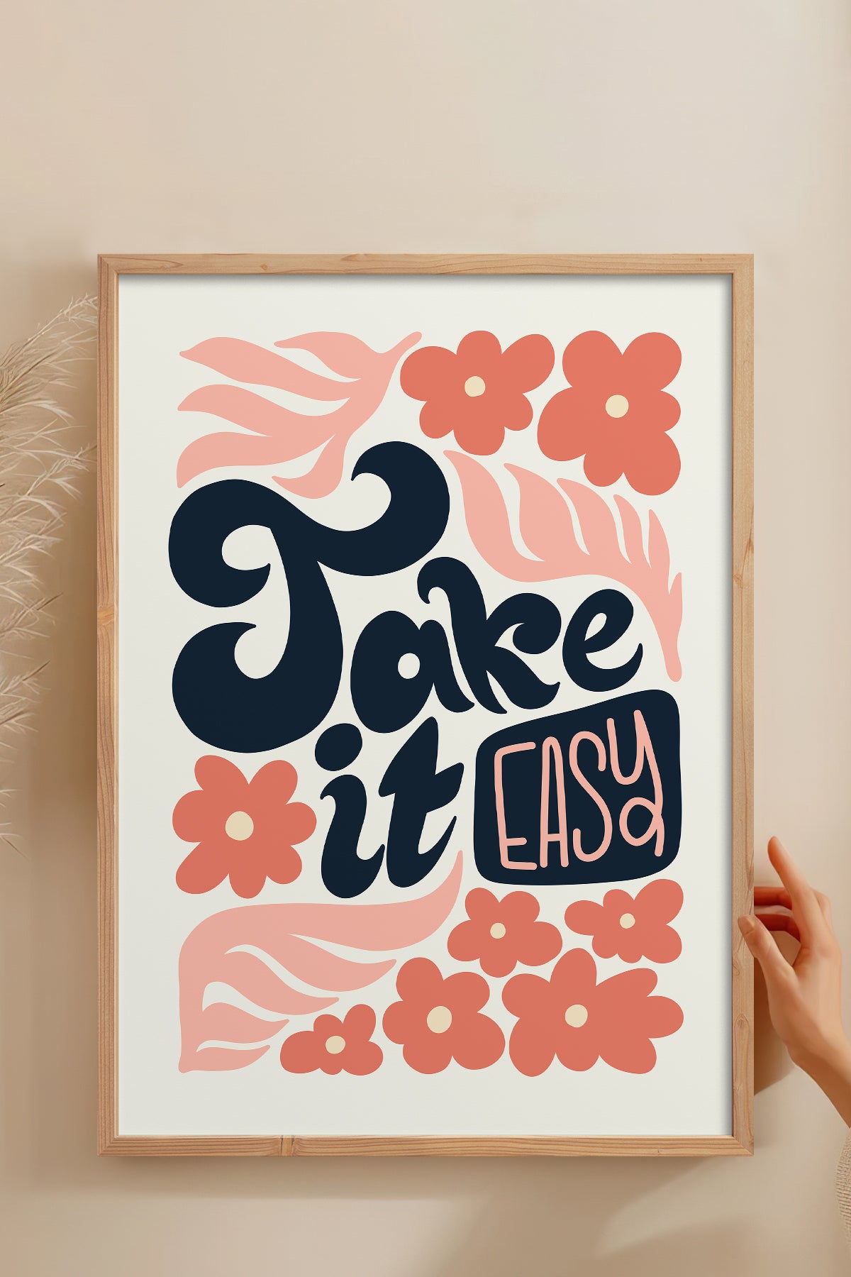 HOMEPACK Ahşap Çerçeveli Tablo Çerçeveli Poster Sanatsal Modern Duvar Dekoru FLOWER-116