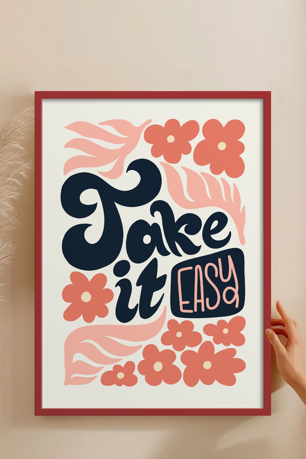 HOMEPACK Ahşap Çerçeveli Tablo Çerçeveli Poster Sanatsal Modern Duvar Dekoru FLOWER-116