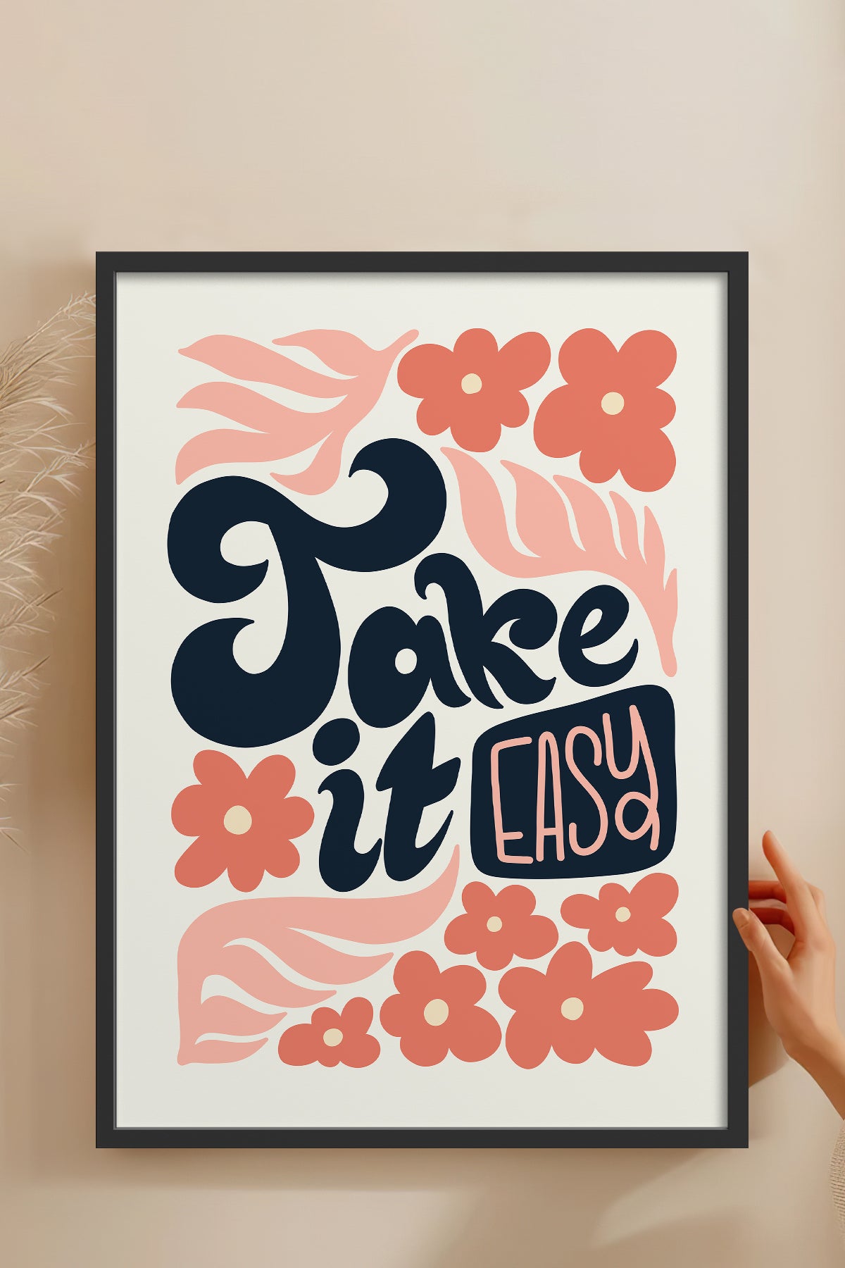 HOMEPACK Ahşap Çerçeveli Tablo Çerçeveli Poster Sanatsal Modern Duvar Dekoru FLOWER-116