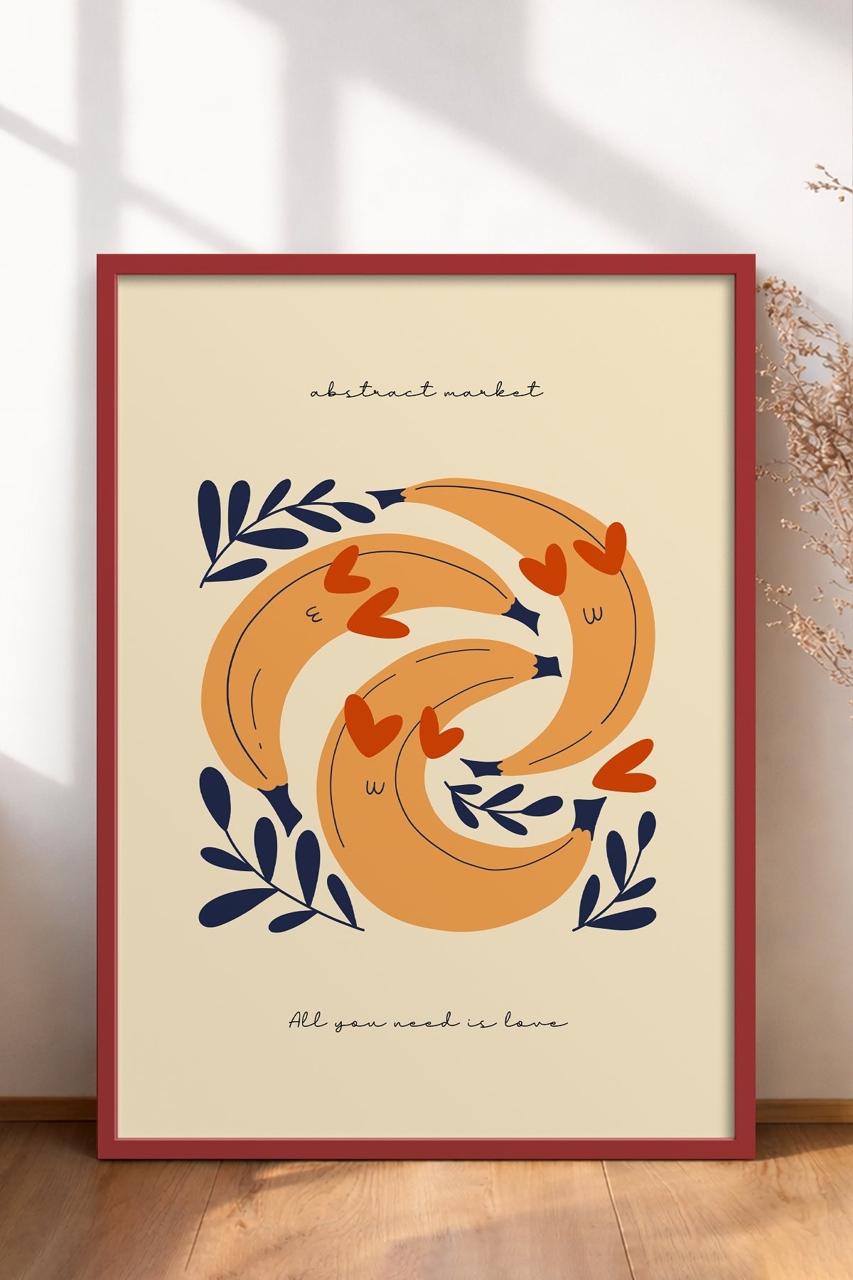 HOMEPACK Ahşap Çerçeveli Tablo Çerçeveli Poster Sanatsal Modern Duvar Dekoru FLOWER-121