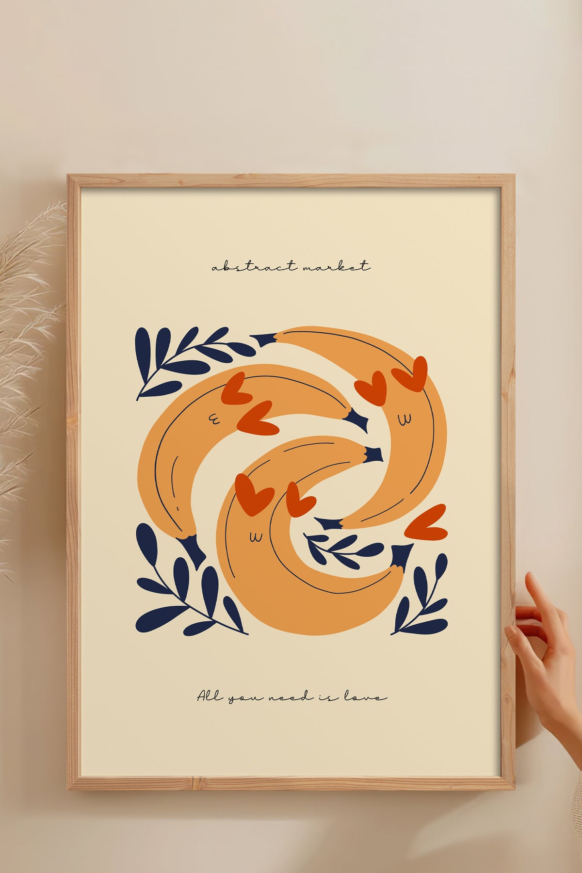 HOMEPACK Ahşap Çerçeveli Tablo Çerçeveli Poster Sanatsal Modern Duvar Dekoru FLOWER-121