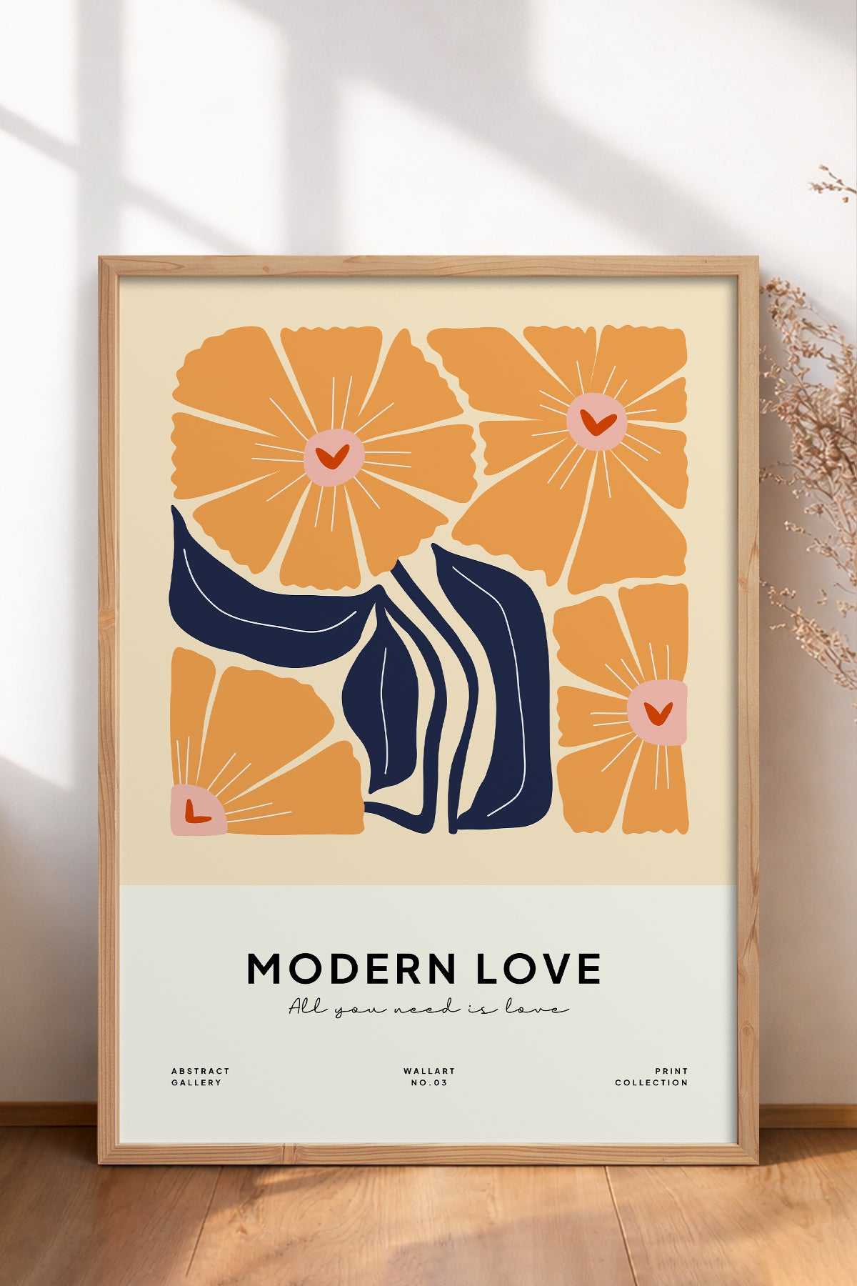 HOMEPACK Ahşap Çerçeveli Tablo Çerçeveli Poster Sanatsal Modern Duvar Dekoru FLOWER-127