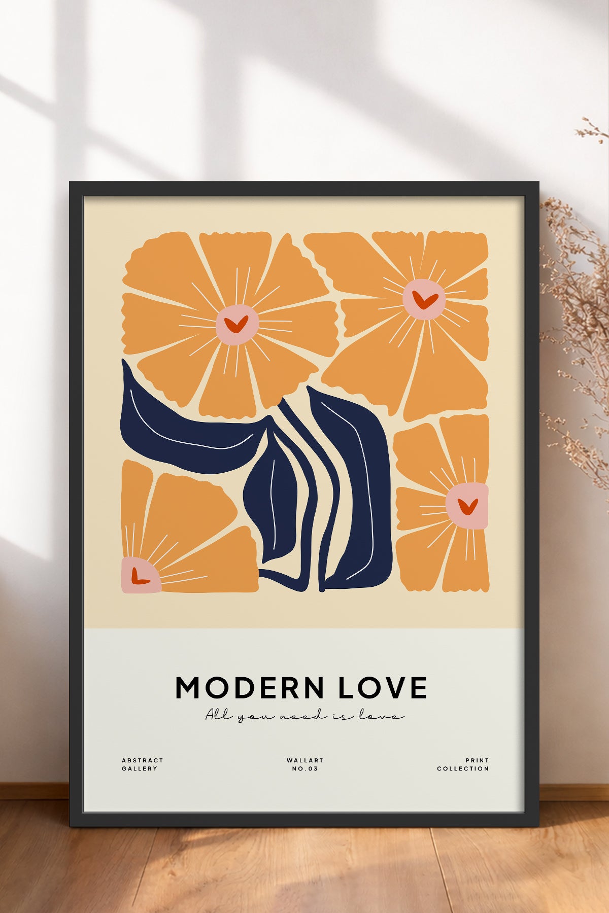 HOMEPACK Ahşap Çerçeveli Tablo Çerçeveli Poster Sanatsal Modern Duvar Dekoru FLOWER-127