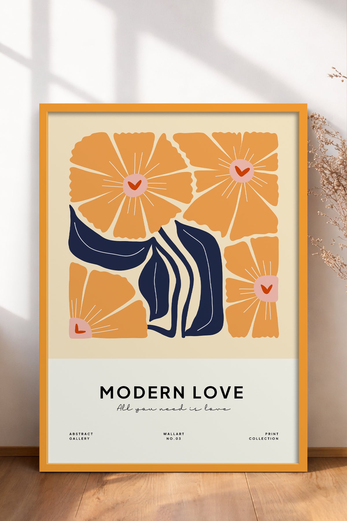 HOMEPACK Ahşap Çerçeveli Tablo Çerçeveli Poster Sanatsal Modern Duvar Dekoru FLOWER-127