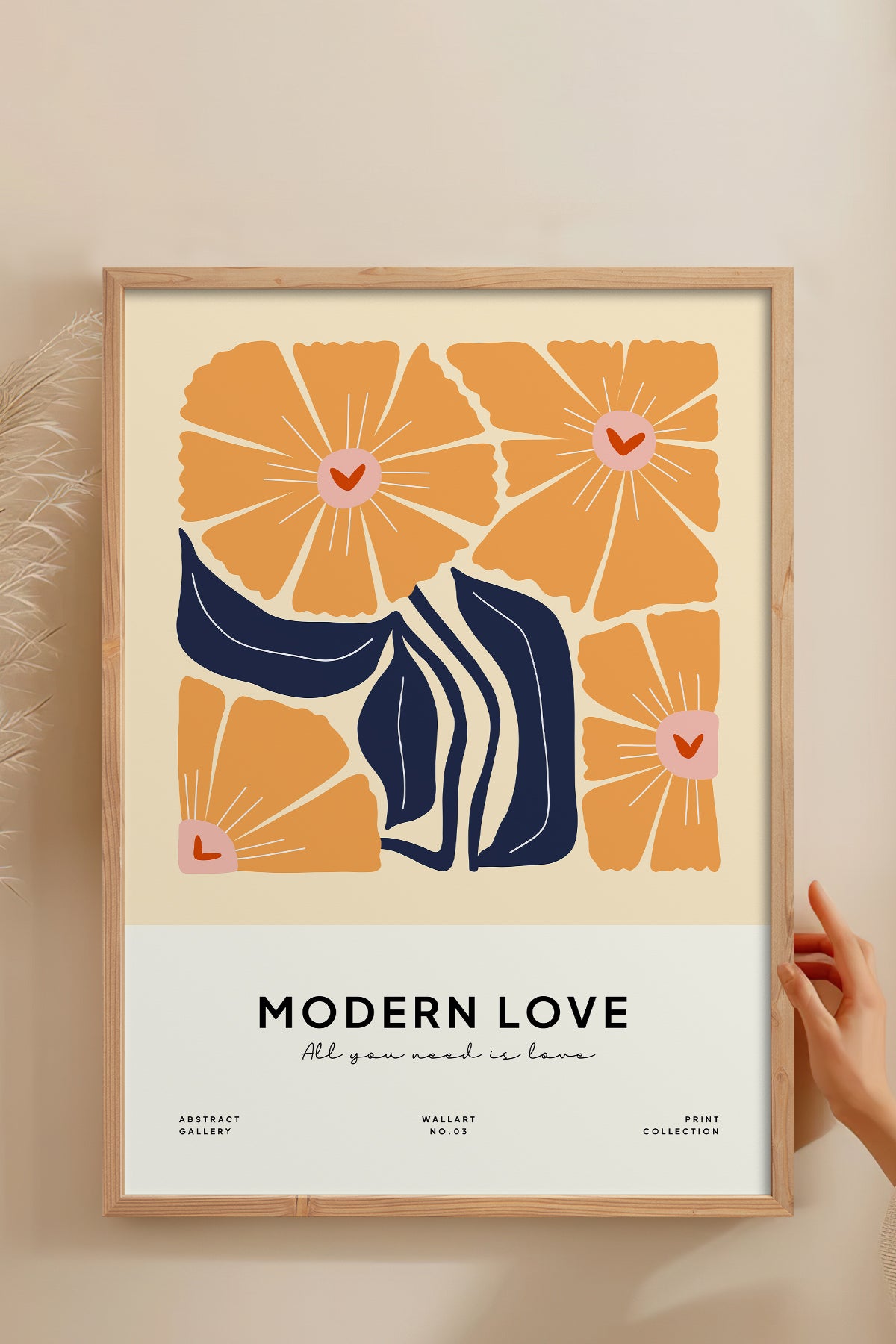 HOMEPACK Ahşap Çerçeveli Tablo Çerçeveli Poster Sanatsal Modern Duvar Dekoru FLOWER-127