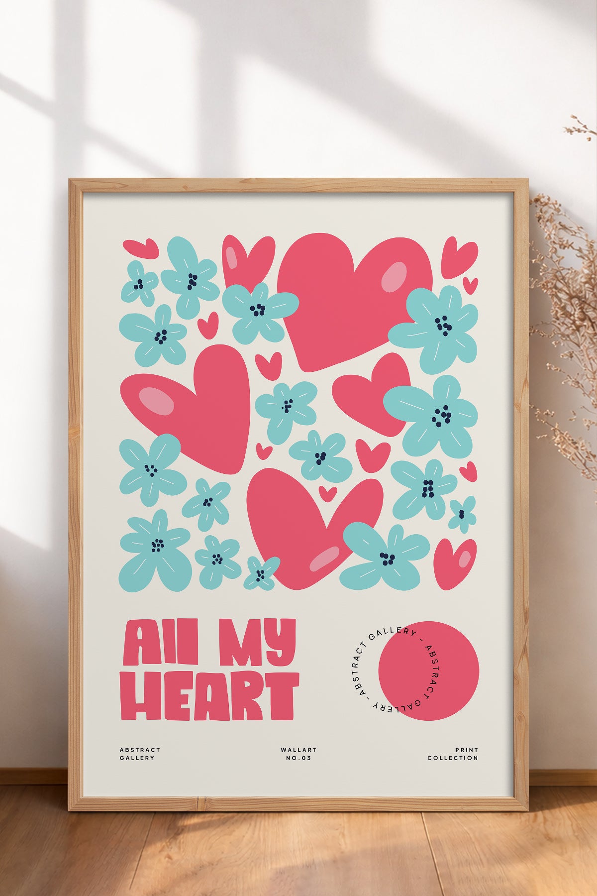 HOMEPACK Ahşap Çerçeveli Tablo Çerçeveli Poster Sanatsal Modern Duvar Dekoru FLOWER-129