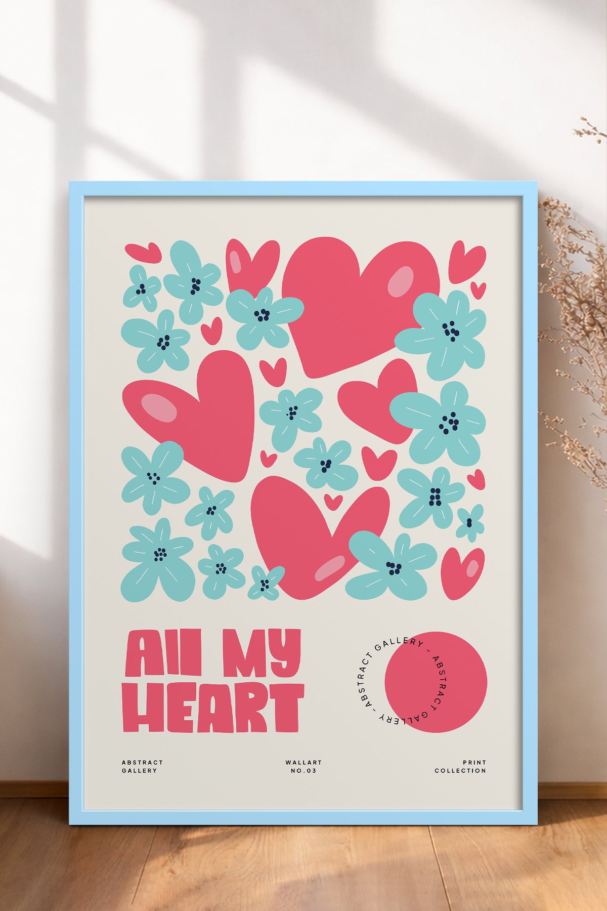 HOMEPACK Ahşap Çerçeveli Tablo Çerçeveli Poster Sanatsal Modern Duvar Dekoru FLOWER-129