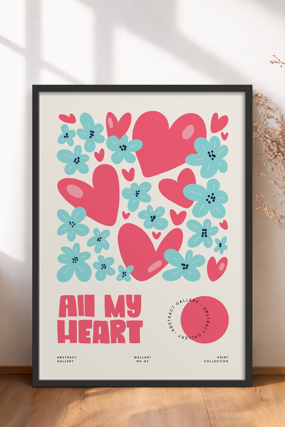 HOMEPACK Ahşap Çerçeveli Tablo Çerçeveli Poster Sanatsal Modern Duvar Dekoru FLOWER-129