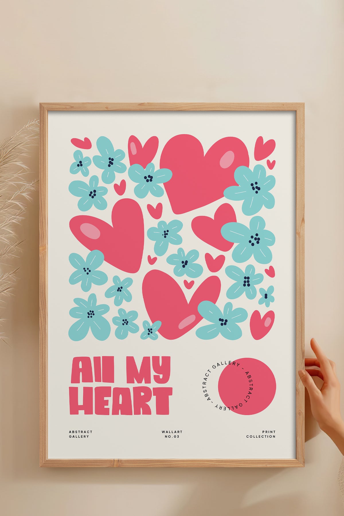 HOMEPACK Ahşap Çerçeveli Tablo Çerçeveli Poster Sanatsal Modern Duvar Dekoru FLOWER-129