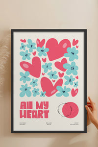 HOMEPACK Ahşap Çerçeveli Tablo Çerçeveli Poster Sanatsal Modern Duvar Dekoru FLOWER-129